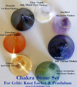 Chakra Seven Stone Set for Celtic Knot Pendulum or Locket copyright www.celestialights.com