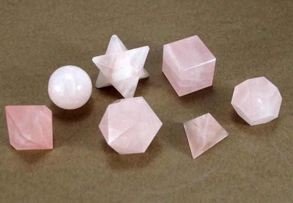 rose quartz platonic solid set